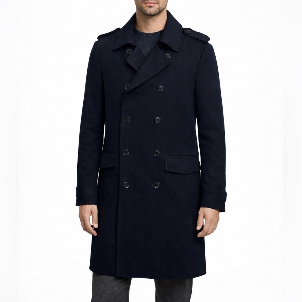 ASPESI Vintage Wool‎ Pea Coat Navy Double Breasted Men’s XL Flawed Distressed